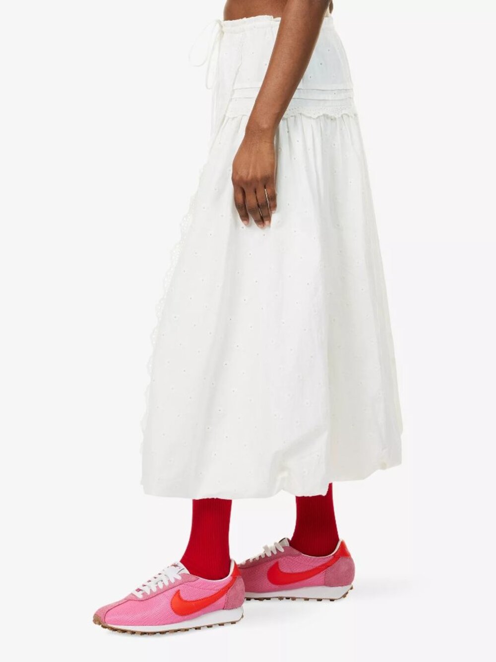 DAMSON MADDER Eyelet Puff Midi Skirt Cotton White 12 - Picture 3 of 9